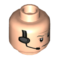 Minifig Head General Veers, Dark Tan Eyebrows, Stern, Headset Print Light Nougat