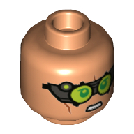 Minifig Head Tech, Lime Goggles, Angry Print Nougat