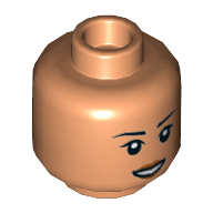 Minifig Head Cho Chang, Eyebrows, Small Smile Showing Teeth / Worried Print Nougat