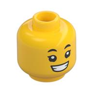 Minifig Head, Girl, Eyelashes, Eyebrows, and Smile with Teeth / Surprised Print Gelb