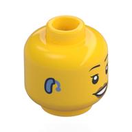 Minifig Head, Thin Eyebrows, Eyelashes, Smile, and Hearing Aid Print Gelb