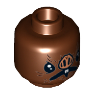 Minifig Head Kabe, Nose with 4 Nostrils, Open Mouth with Fangs Print Reddish Brown
