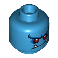 Minifig Head Demon, Red Eyes, Fangs, Closed Mouth / Open Mouth Print Dunkelazur