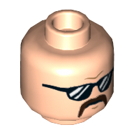 Minifig Head Lawrence the Boombox Goon, Sunglasses, Dark Brown Moustache Print Hellnougat