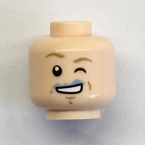 Minifig Head Luke Skywalker, Winking Left Eye, Blue Milk on Mouth Print Hellnougat