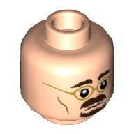 Minifig Head Florean Fortescue / Ben Urich, Goatee Beard, Gold Glasses, Neutral / Smile Showing Teeth Print Hellnougat