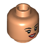 Minifig Head Padma / Parvati Patil, Red Lips, Gold Bindi, Closed Mouth / Open Mouth Print Nougat