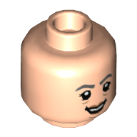 Minifig Head Pomona Sprout, Dark Bluish Gray Eyebrows, Lines, Smile, Open Mouth / Closed Mouth Print Hellnougat