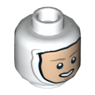 Minifig Head Luke Skywalker, Balaclava, Dark Tan Eyebrows, Smile Print Weiß
