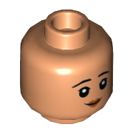 Minifig Head Cho Chang, Dark Orange Lips, Smile / Worried Print Nougat