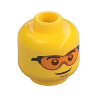 Minifig Head, Trans-Orange Glasses Print Gelb