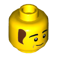 Minifig Head Bob, Reddish Brown Hair, Smile Print Yellow