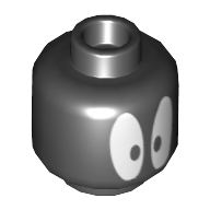 Minifig Head Marvin the Martian, Big White Eyes print Schwarz