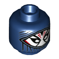 Minifig Head Death Dealer, Balaclava, White Face with Red Markings Print Dark Blue