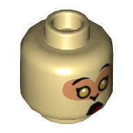 Minifig Head Monkey King, Gold Eyes, Closed Mouth / Open Mouth, Surprised Print Tan