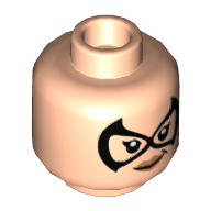 Minifig Head Black Cat, Black Eyemask, Peach Lips, Smile / Angry Print Light Nougat