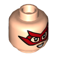 Minifig Head Firestar, Red Eyemask, Peach Lips, Smile / Angry Print Hellnougat