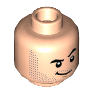 Minifig Head Punisher, Beard Stubble, Smile with Raised Left Eyebrow / Angry with Band Aid and Scars Print Hellnougat
