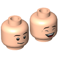Minifig Head Chandler, Dark Brown Eyebrows, Smile / Laughing Print Hellnougat