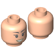 Minifig Head Gladys, Eyelashes, Dark Tan Lips, Open Mouth Smile Print Hellnougat