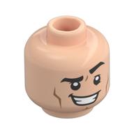Minifig Head Joey Tribbiani, Tick Eyebrows, Smile, Closed Mouth / Open Mouth and Raised Eyebrow Print Light Nougat
