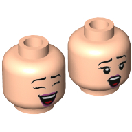 Minifig Head Janice, Magenta Lips, Open Mouth, Closed Eyes / Open Eyes Print Hellnougat