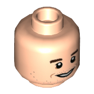 Minifig Head Antoni, Dark Brown Eyebrows, Open Mouth Smile / Closed Mouth Smile Print Light Nougat