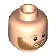 Minifig Head Bobby, Medium Nougat Eyebrows and Beard, Open Mouth / Closed Mouth Print Hellnougat