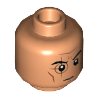 Minifig Head Crosshair, Circle and + over Right Eye, Cheek and Forehead Lines Print Nougat