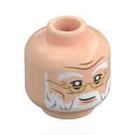 Minifig Head Albus Dumbledore, Gold Glasses, White Beard, Smirk / Open Mouth Hellnougat