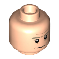 Minifig Head General Maximillian Veers, Dark Tan Eyebrows, Lines Under Eyes, Stern Print Light Nougat