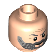 Minifig Head Obadiah Stane, Dark Bluish Gray Eyebrows, Wrinkles, Dark Bluish Gray and Light Bluish Gray Beard Print Hellnougat