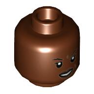 Minifig Head Snowtrooper, Thin Eyebrows, Open Mouth Smile with Teeth Print Reddish Brown