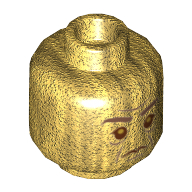 Minifig Head Severus Snape, Lines Under Eyes, Angry, Downturned Mouth Print Pearl Gold