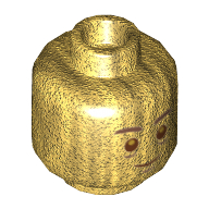 Minifig Head Quirinus Quirrell, Lines Under Eyes, Smile Print Pearl Gold