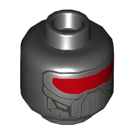 Minifig Head Dark Trooper, Red Visor, Breathing Mask Print Black