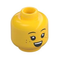 Minifig Head Girl, Eyelashes, Freckles, Open Mouth and Eyes / Closed Mouth and Eyes Print Yellow