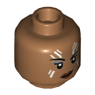 Minifig Head Valkyrie, White Lines over Eyes, Eyelashes, Dark Red Lips Print Mittelnougat