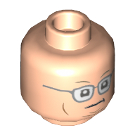 Minifig Head Newman, Glasses, Round Cheek Lines Print Light Nougat