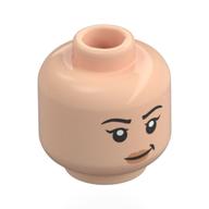 Minifig Head Yaz / Mary Cattermole, Eyelashes, Nougat Lips, Slight Smile / Scared Print Light Nougat