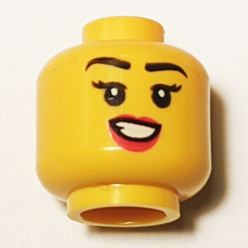 Minifig Head Chili Costume Fan, Eyelashes, Red Lips, Smile / Sweating print Gelb