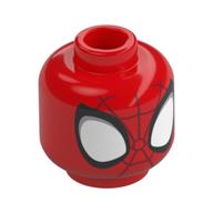 Minifig Head Spider-Man, Large White and Silver Eyes, Black Web Print Red