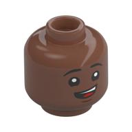 Minifig Head, Eyebrows, Open Mouth Smile / Sad Print Medium Brown