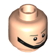 Minifig Head AT-ST Driver, Dark Tan Eyebrows, Black Chin Strap, Smile / Angry Showing Teeth Print Hellnougat