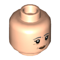 Minifig Head Madam Pomfrey, Dark Bluish Gray Eyebrows, Wrinkles, Peach Lips, Closed Mouth / Open Mouth Print Hellnougat