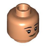 Minifig Head Padma / Parvati Patil, Dark Tan Lips, Closed Mouth Print Nougat