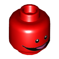 Minifig Head, Black Eyes, Wide Open Mouth, Tongue print Red