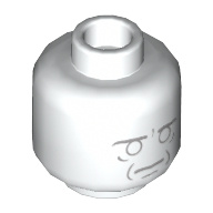 Minifig Head Beethoven, Light Bluish Gray Details, Awake / Sleeping White
