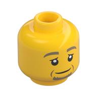 Minifig Head Wylde, Dark Tan Eyebrows and Beard, Open Eyes Smile / Closed Eyes Smile Print Gelb