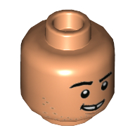 Minifig Head Franklin Webb, Thick Eyebrows, Light Stubble, Smile / Scared Print Nougat